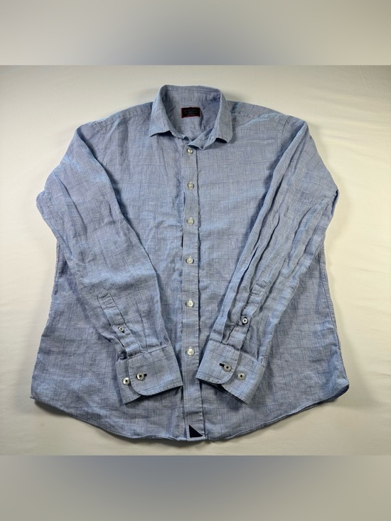 UNTUCKit Other - UNTUCKit Torontel WR Linen Shirt Mens L Blue Long Sleeve Button Down